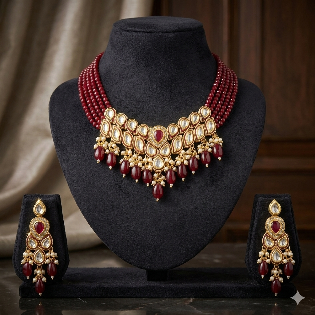 Kundan Necklace with Earrings