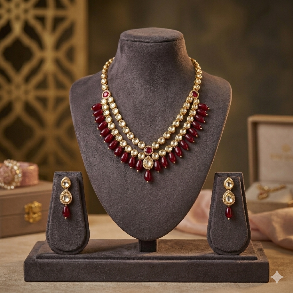 Kundan Necklace with Earrings