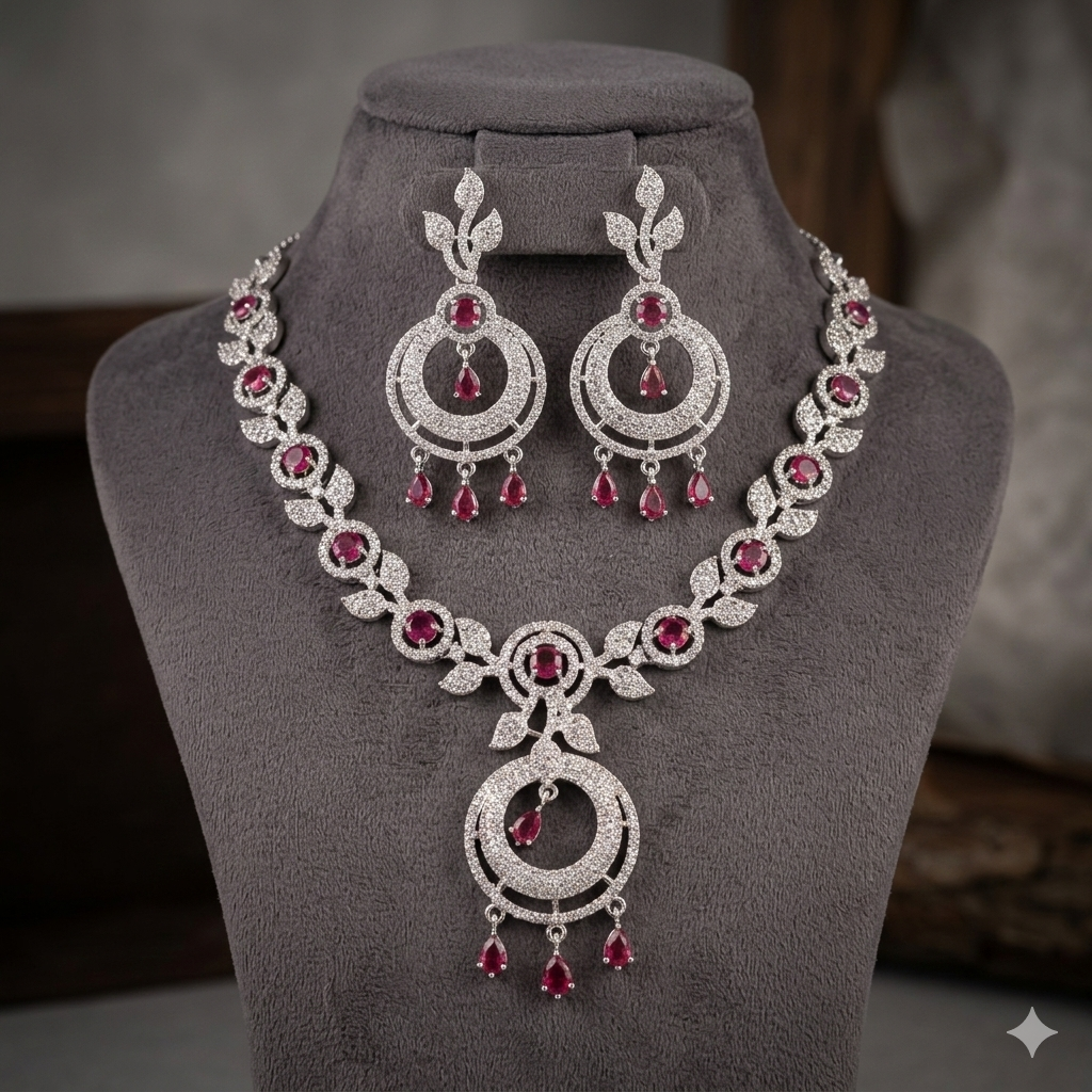 Dazzling American Diamond Necklace Set