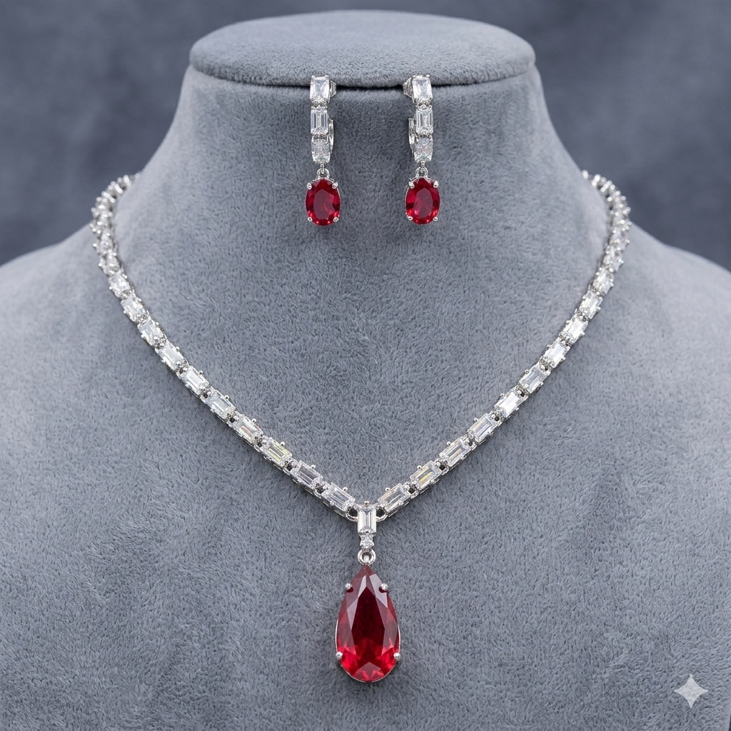 Dazzling American Diamond Necklace Set