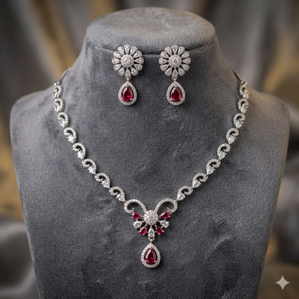 Dazzling American Diamond Necklace Set