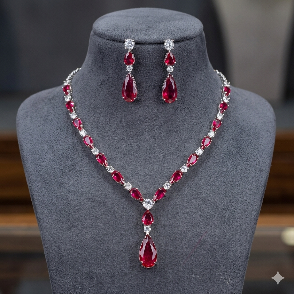 Dazzling American Diamond Necklace Set