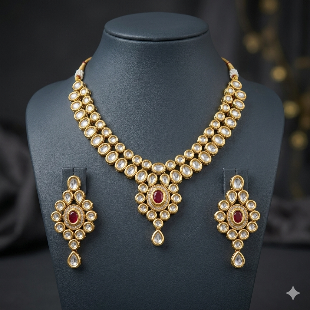 Kundan Necklace with Earrings