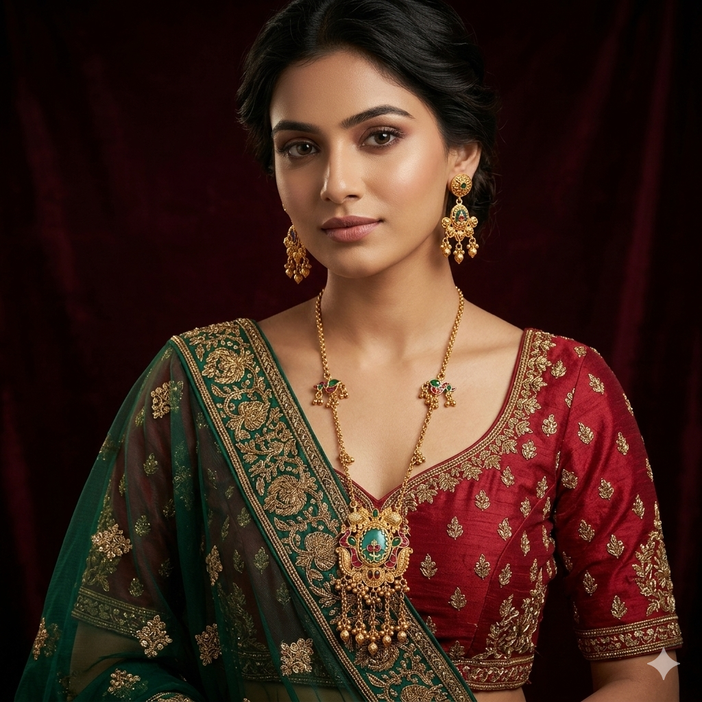 The Reign of Timeless Elegance: Royal Heritage Kundan Pendant & Jhumka Set