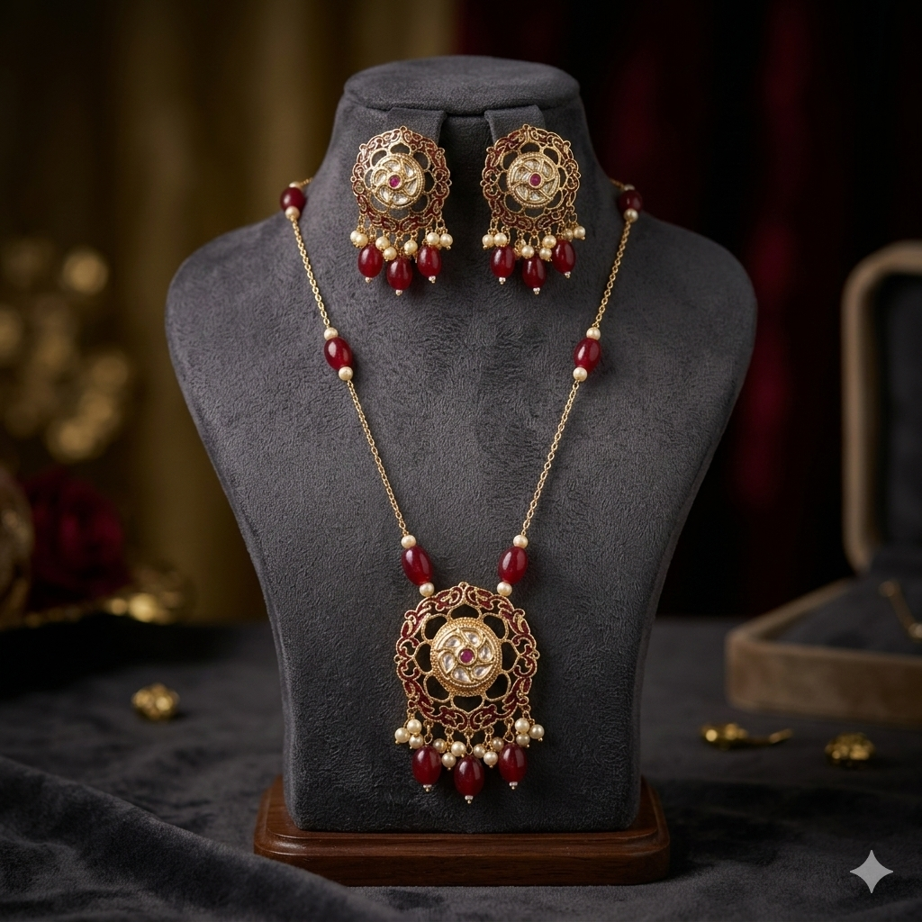 Rajwadi Pendent Earrings Necklace
