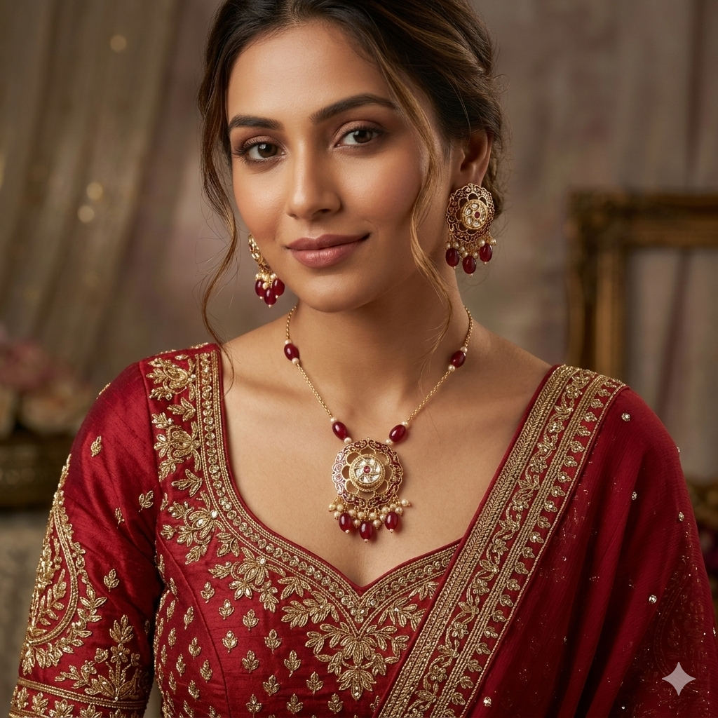Rajwadi Pendent Earrings Necklace