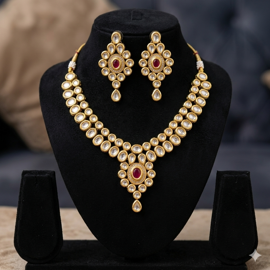 Kundan Necklace with Earrings