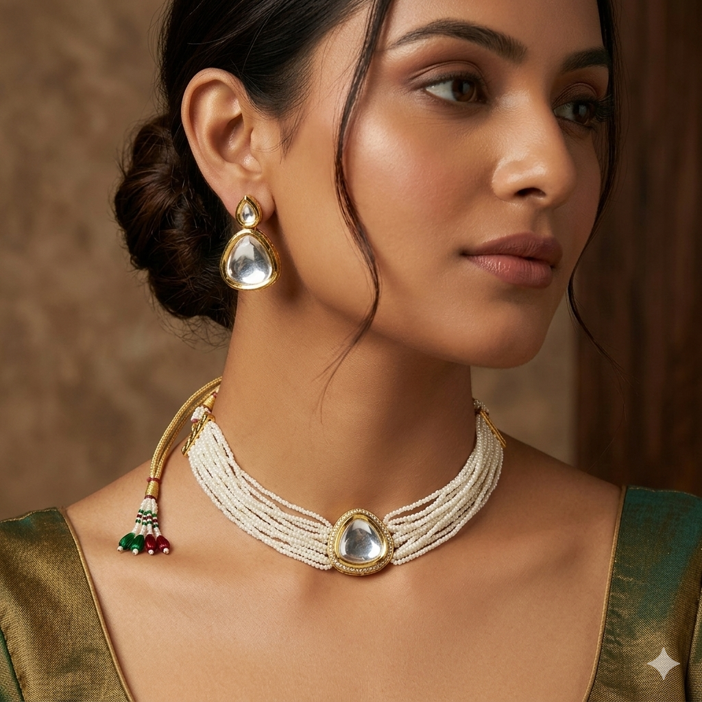 Kundan Necklace with Earrings