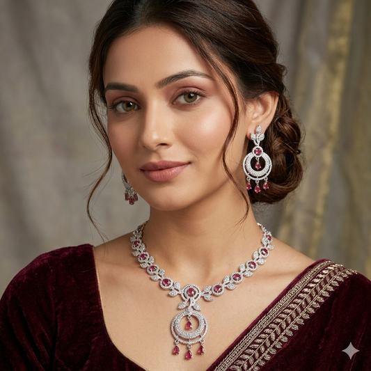 Dazzling American Diamond Necklace Set