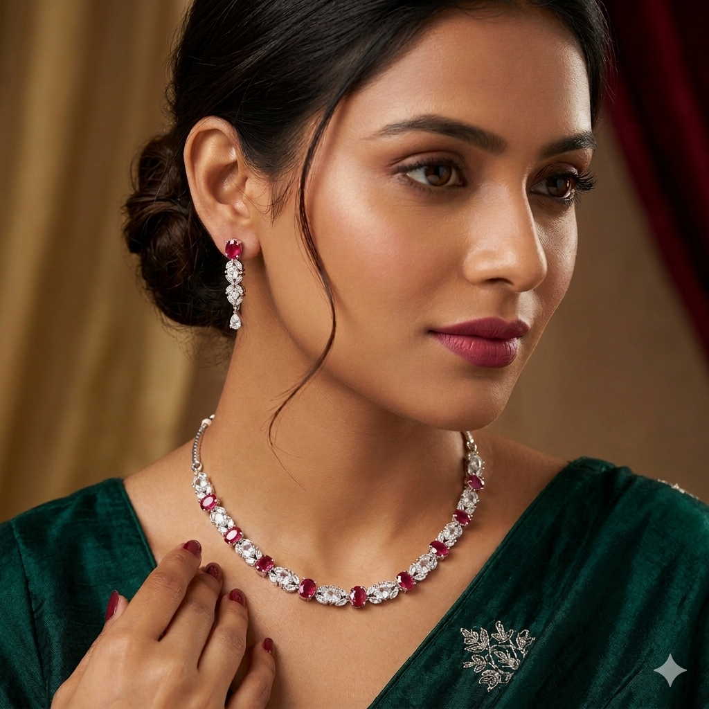 Dazzling American Diamond Necklace Set