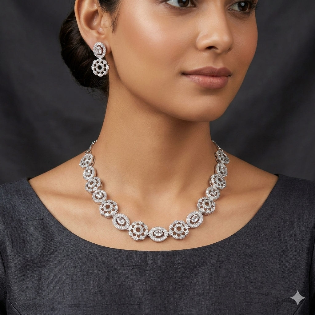 Dazzling American Diamond Necklace Set