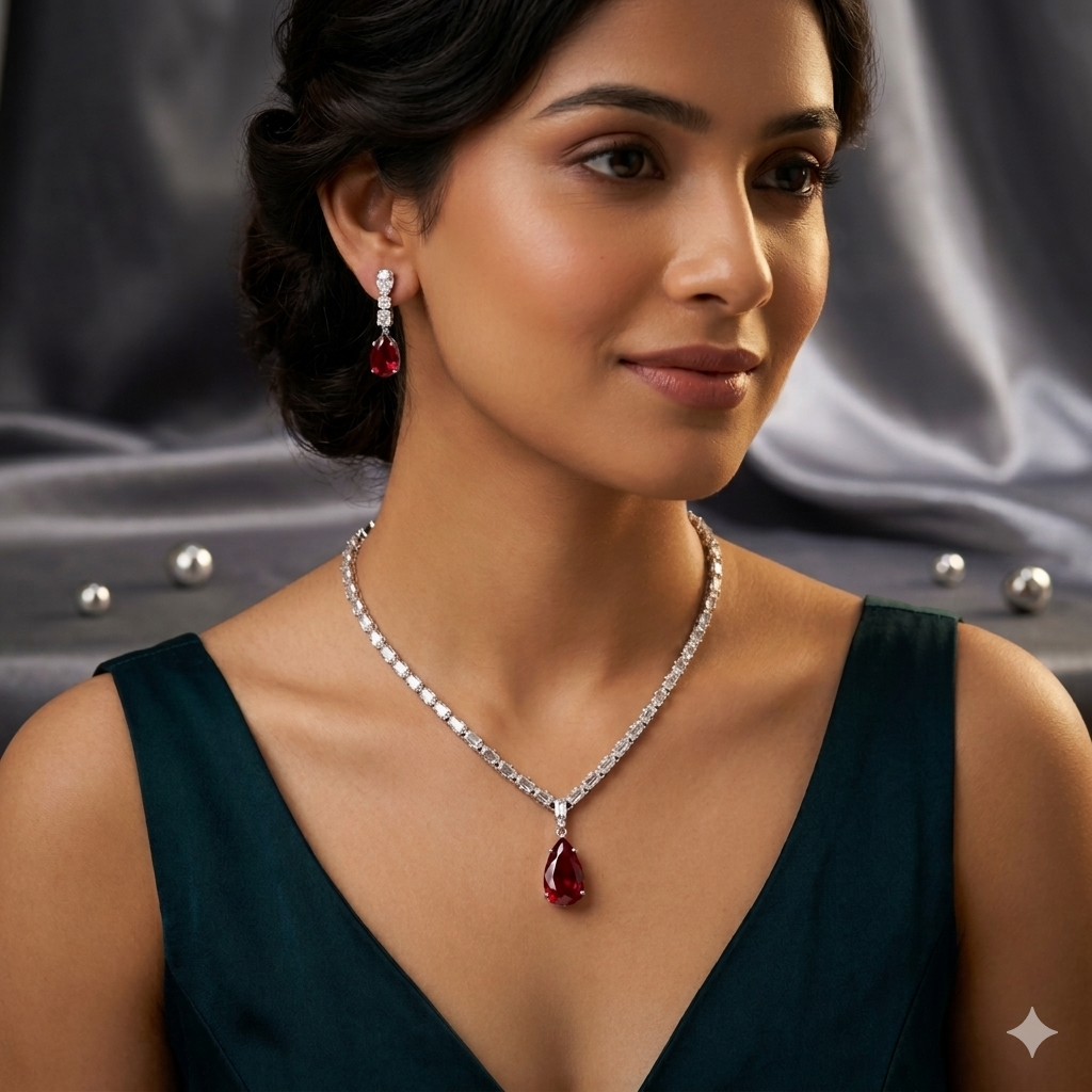 Dazzling American Diamond Necklace Set