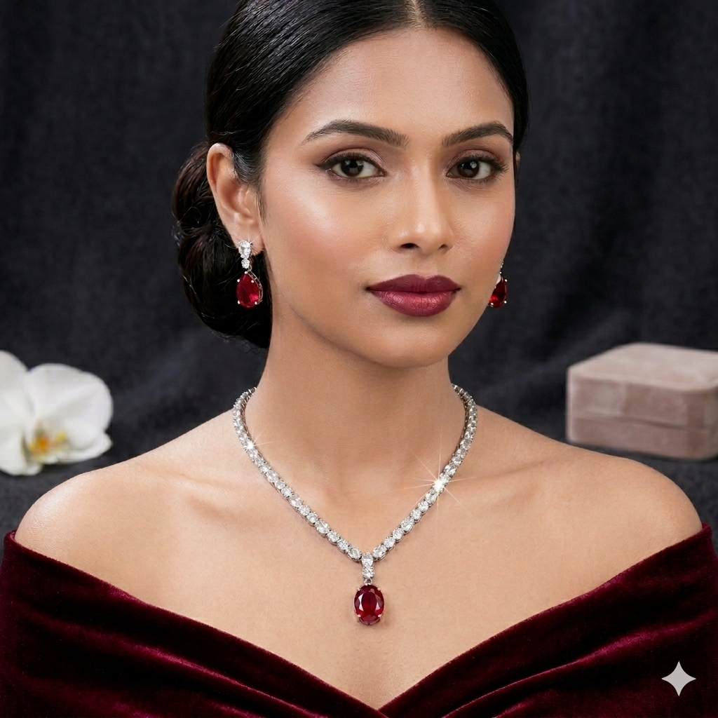 Dazzling American Diamond Necklace Set