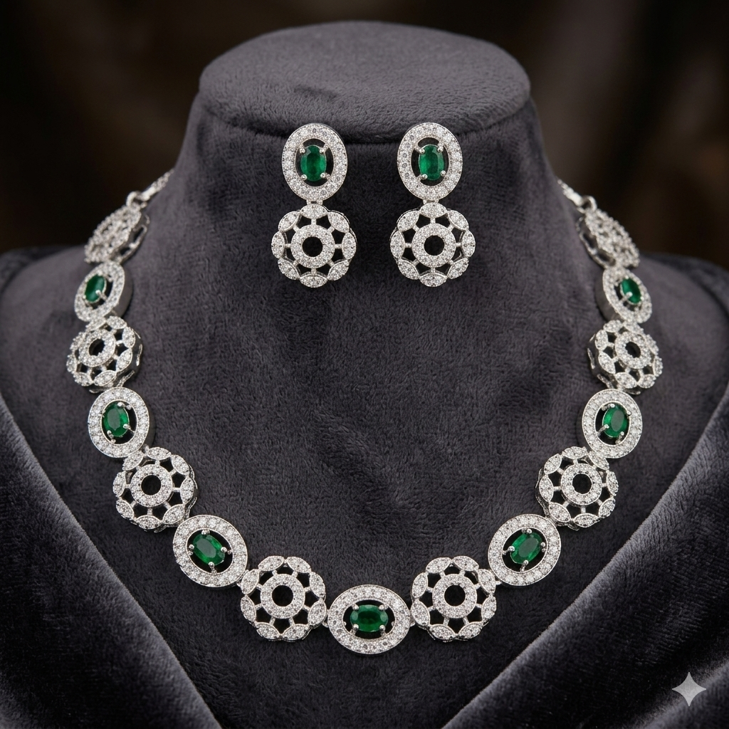 Dazzling American Diamond Necklace Set