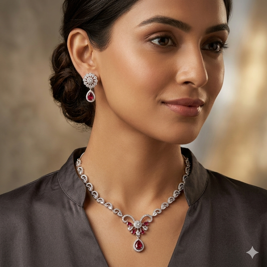 Dazzling American Diamond Necklace Set