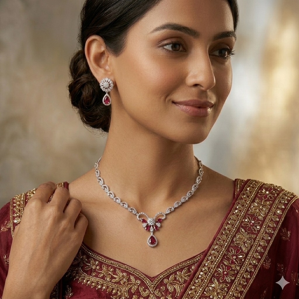 Dazzling American Diamond Necklace Set