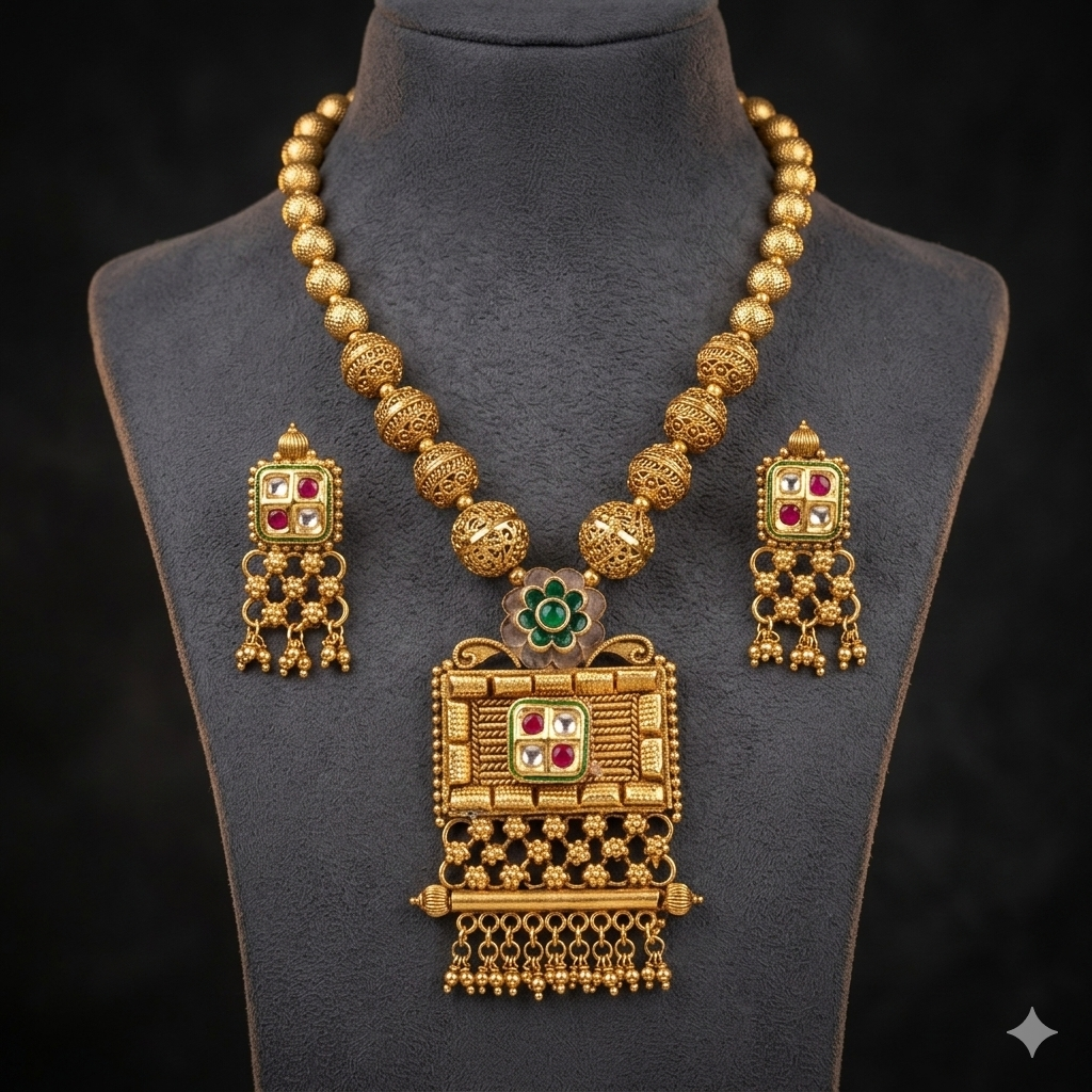 Rajwadi Necklace with Earrings