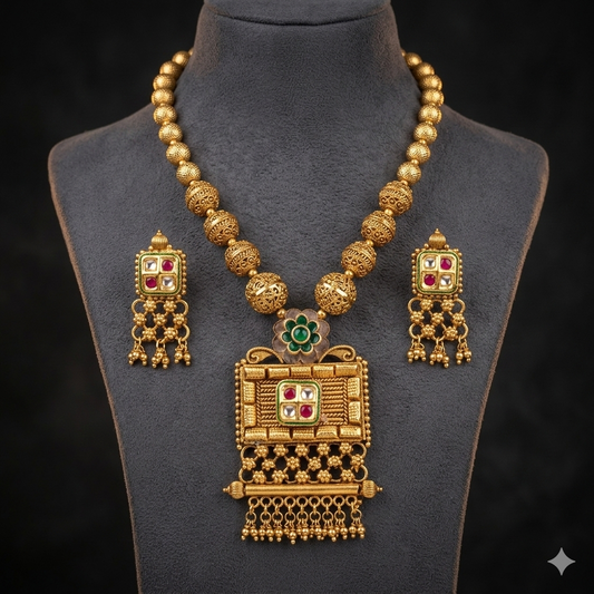 Rajwadi Necklace with Earrings
